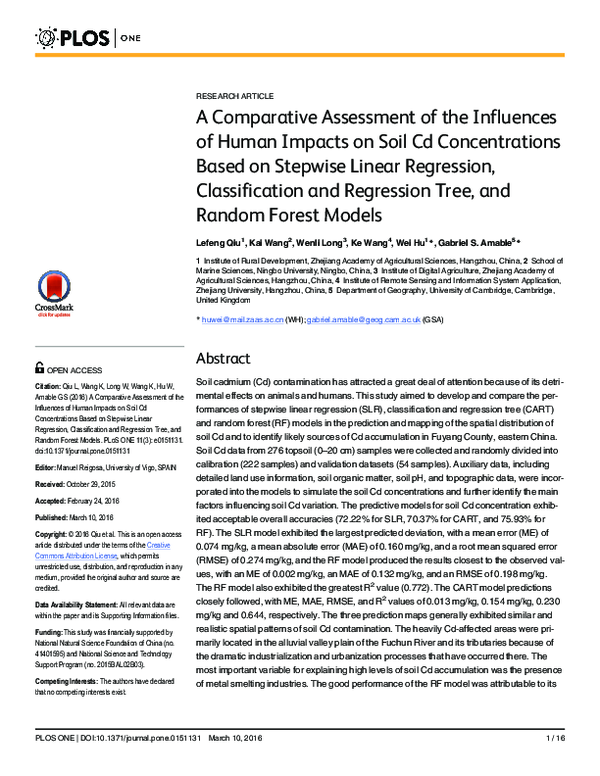 (PDF) A Comparative Assessment of the Influences of Human Impacts on ...