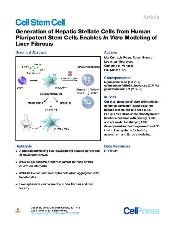 (PDF) Generation of Hepatic Stellate Cells from Human Pluripotent Stem ...