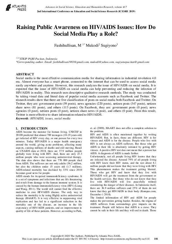 (PDF) Raising Public Awareness on HIV/AIDS Issues: How Do Social Media ...