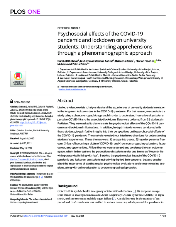 (PDF) Psychosocial effects of the COVID-19 pandemic and lockdown on ...