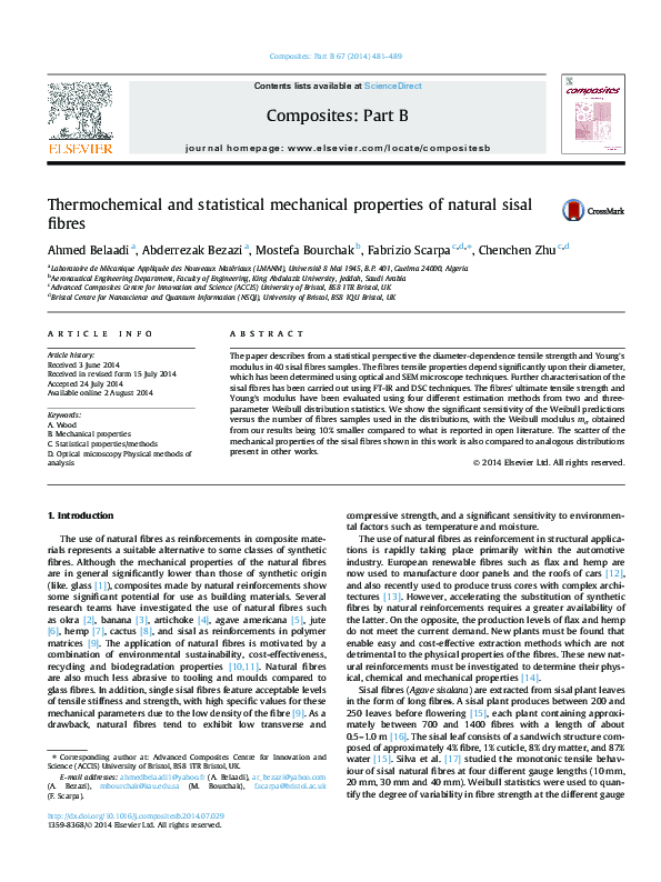 (PDF) Thermochemical and statistical mechanical properties of natural ...