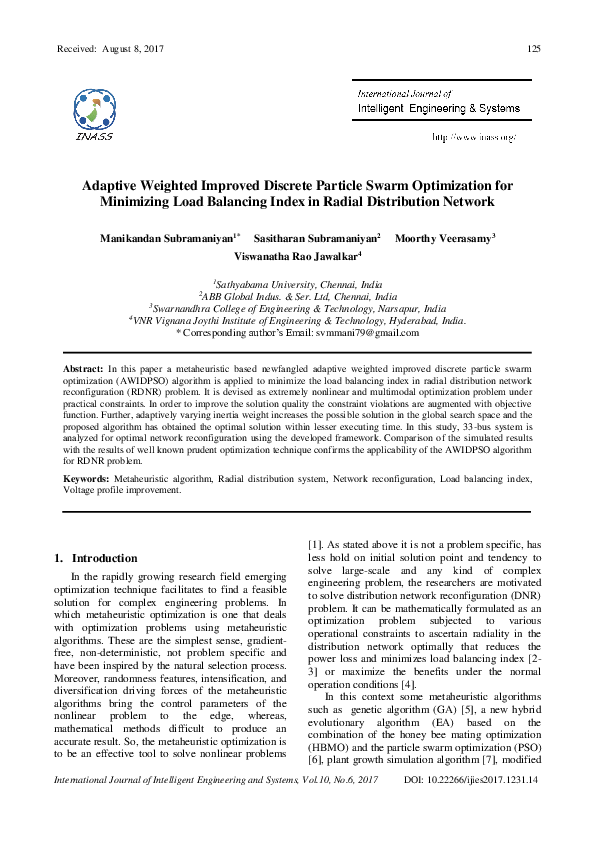 (PDF) Adaptive Weighted Improved Discrete Particle Swarm Optimization ...