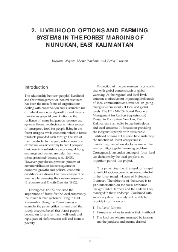 (PDF) Livelihood Options and Farming Systems in the Forest Margins of ...