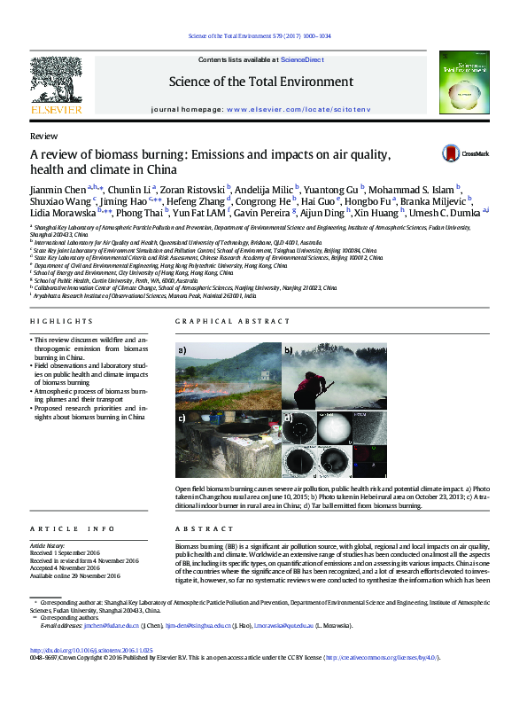 (PDF) A review of biomass burning: Emissions and impacts on air quality ...