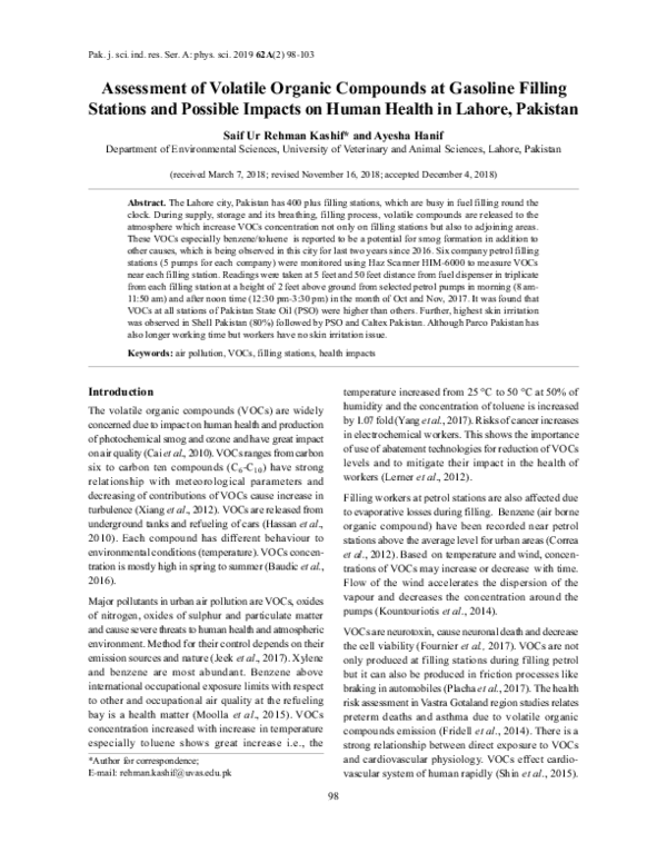 (PDF) Assessment of Volatile Organic Compounds at Gasoline Filling ...