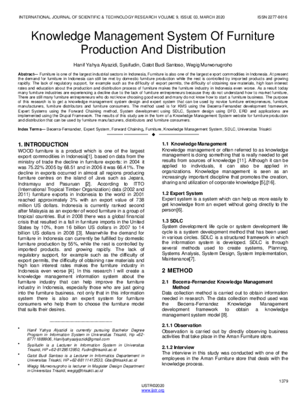 (PDF) Knowledge Management System Of Furniture Production And