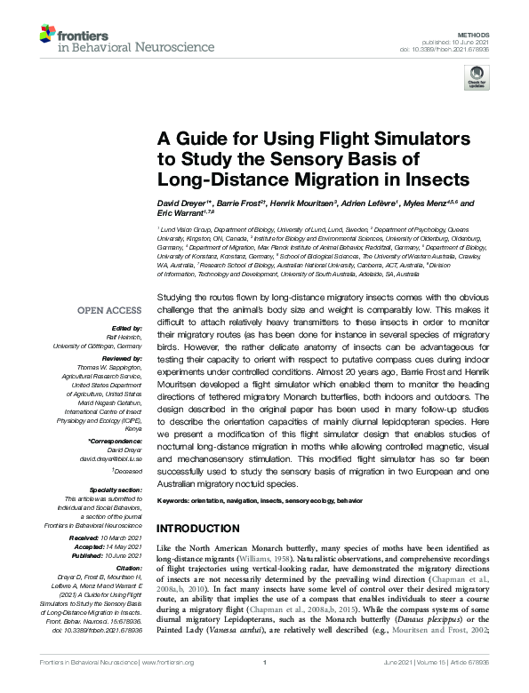 (PDF) A Guide for Using Flight Simulators to Study the Sensory Basis of ...