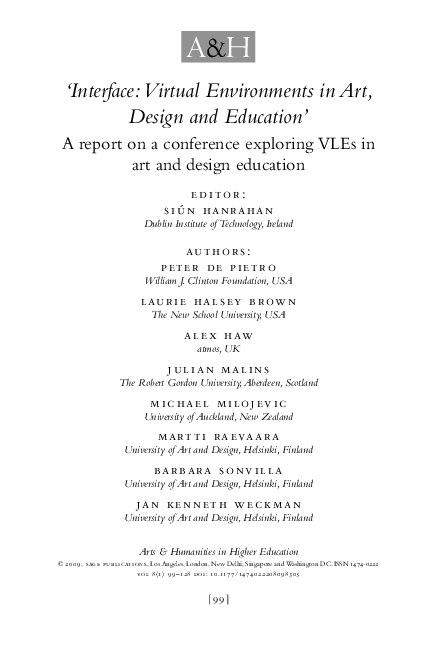 (PDF) Interface: Virtual Environments in Art, Design and Education