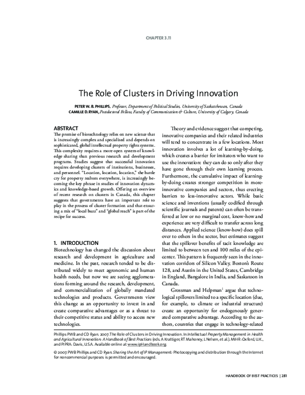 (PDF) The Role of Clusters in Driving Innovation