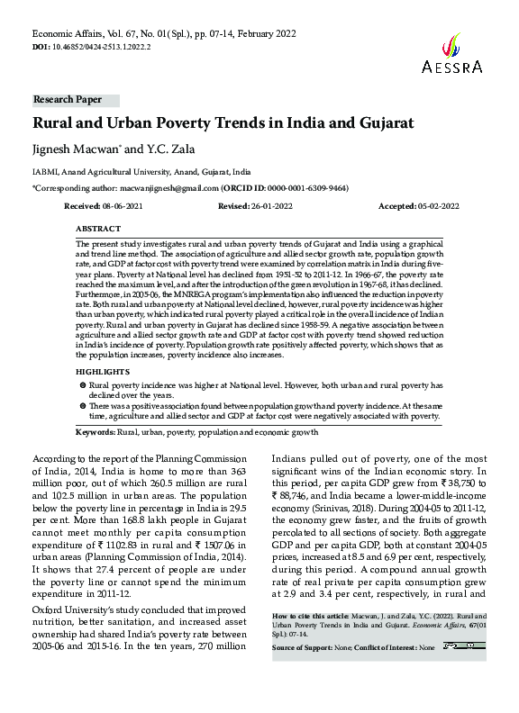 (PDF) Rural and Urban Poverty Trends in India and Gujarat