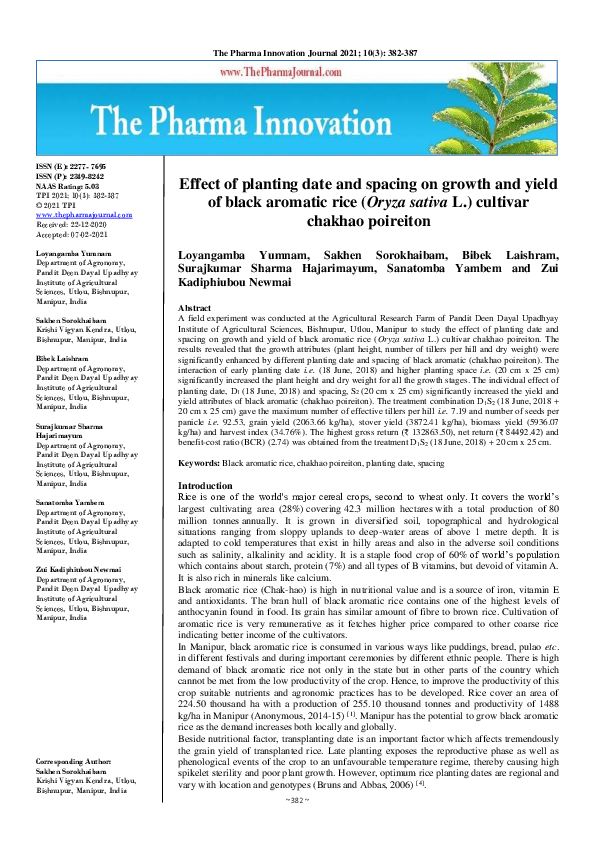 (PDF) Effect of planting date and spacing on growth and yield of black ...