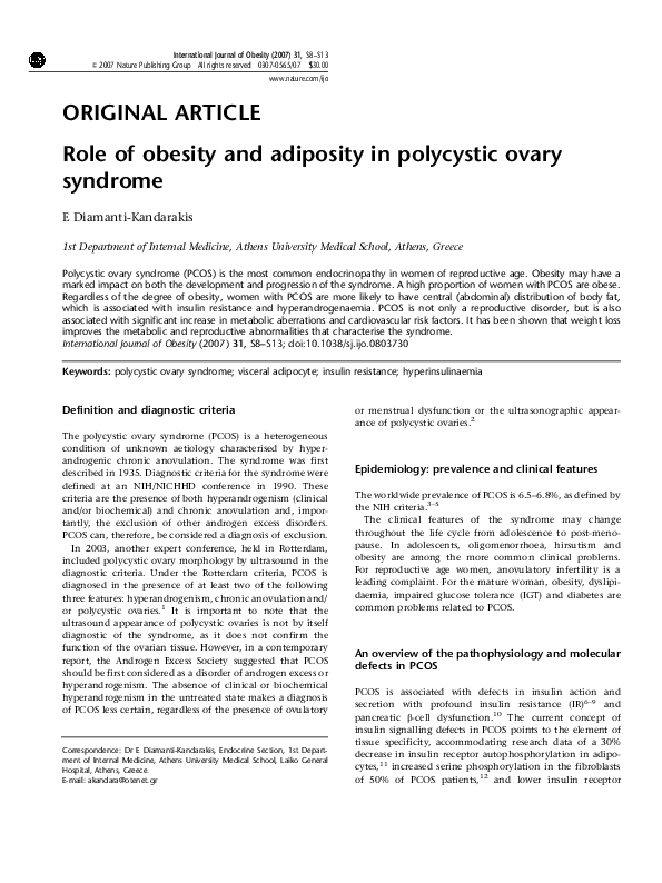 (PDF) Role of obesity and adiposity in polycystic ovary syndrome