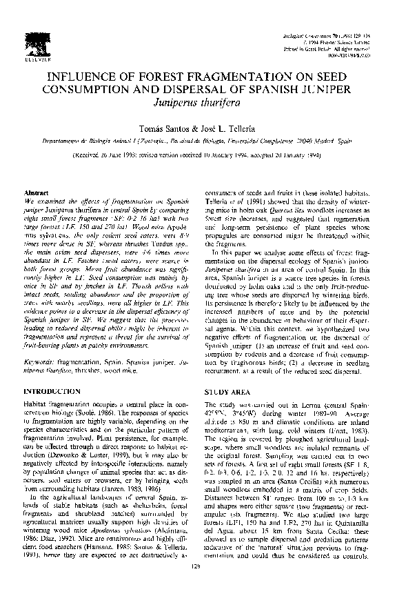 (PDF) Influence of forest fragmentation on seed consumption and ...