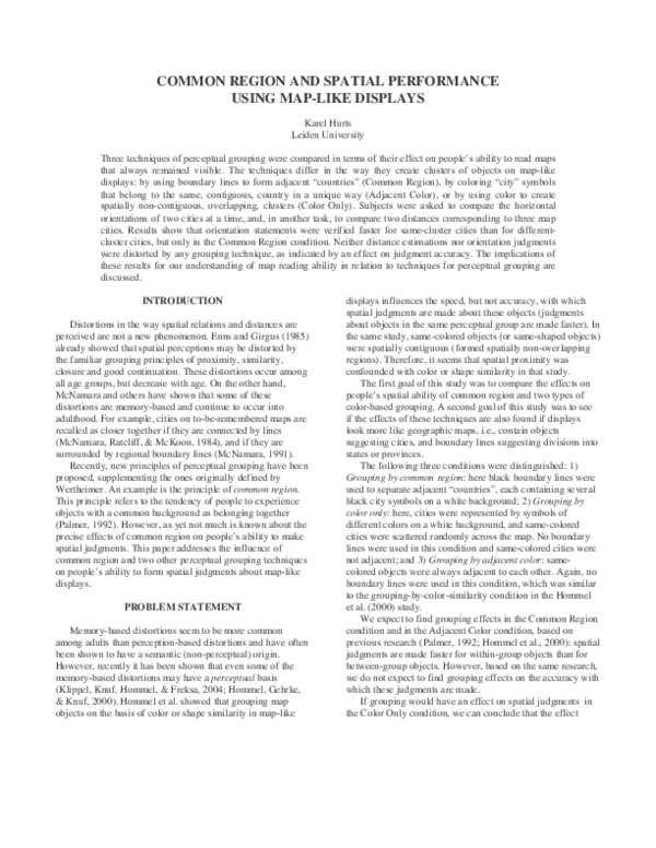 (PDF) Common region and spatial performance using map-like displays