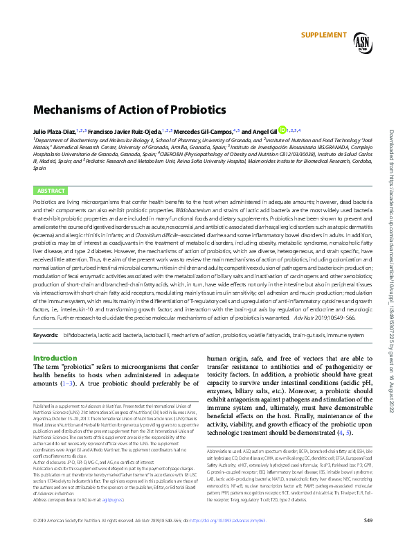 (PDF) Mechanisms of Action of Probiotics