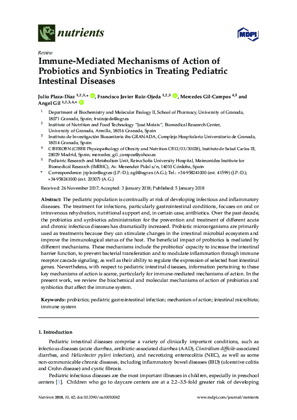 (PDF) Immune-Mediated Mechanisms of Action of Probiotics and Synbiotics ...