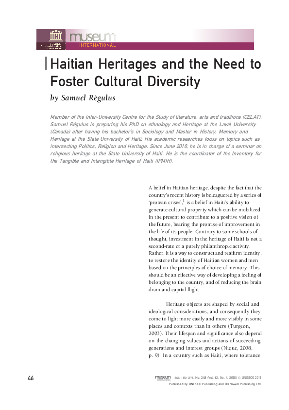(PDF) Haitian Heritages and the Need to Foster Cultural Diversity