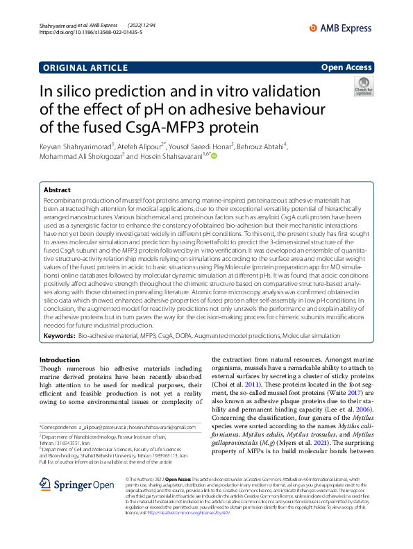 (PDF) In silico prediction and in vitro validation of the effect of pH ...