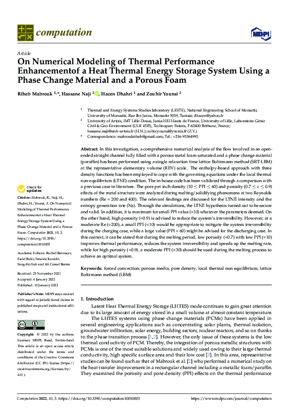 (PDF) On Numerical Modeling of Thermal Performance Enhancementof a Heat ...