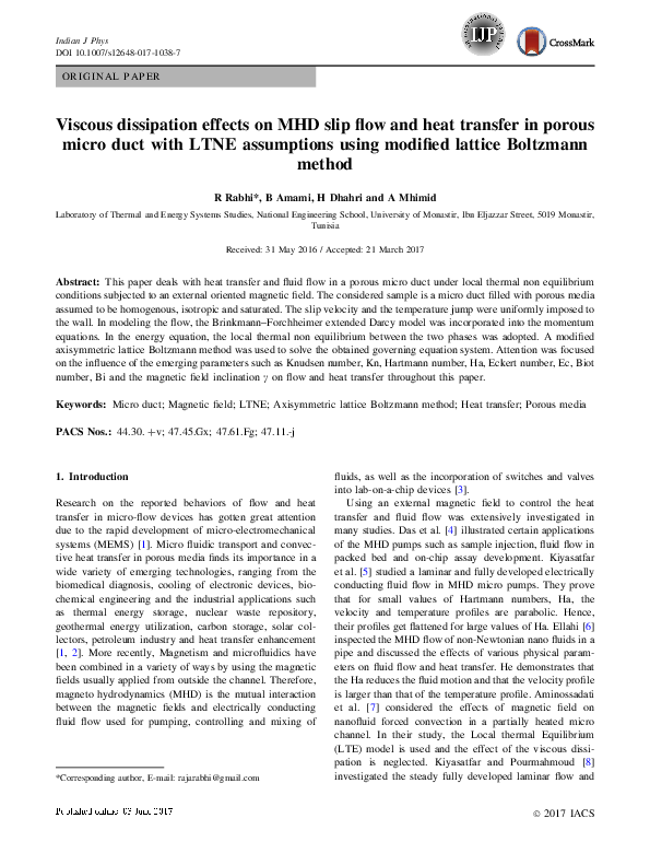 (PDF) Viscous dissipation effects on MHD slip flow and heat transfer in ...