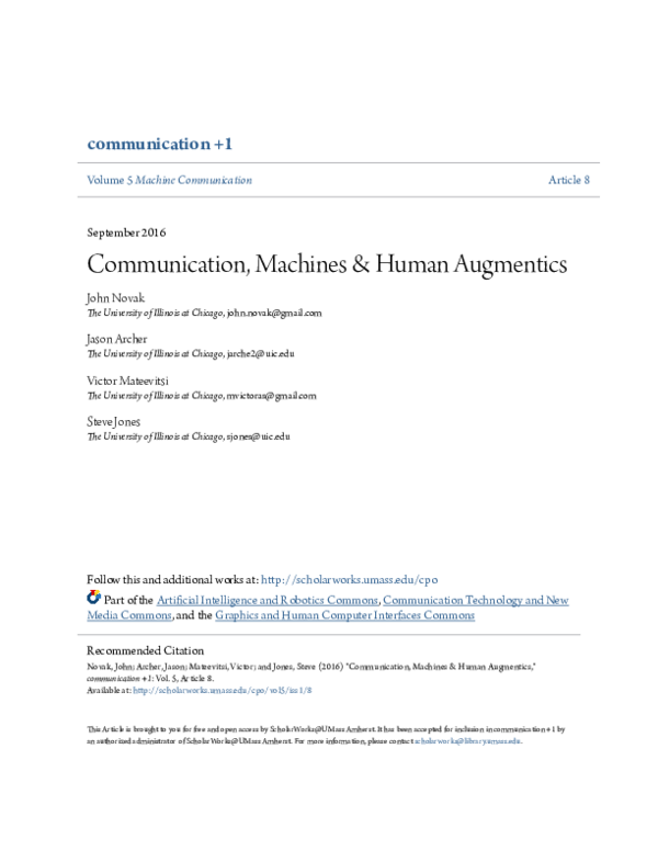 (PDF) Communication, Machines & Human Augmentics