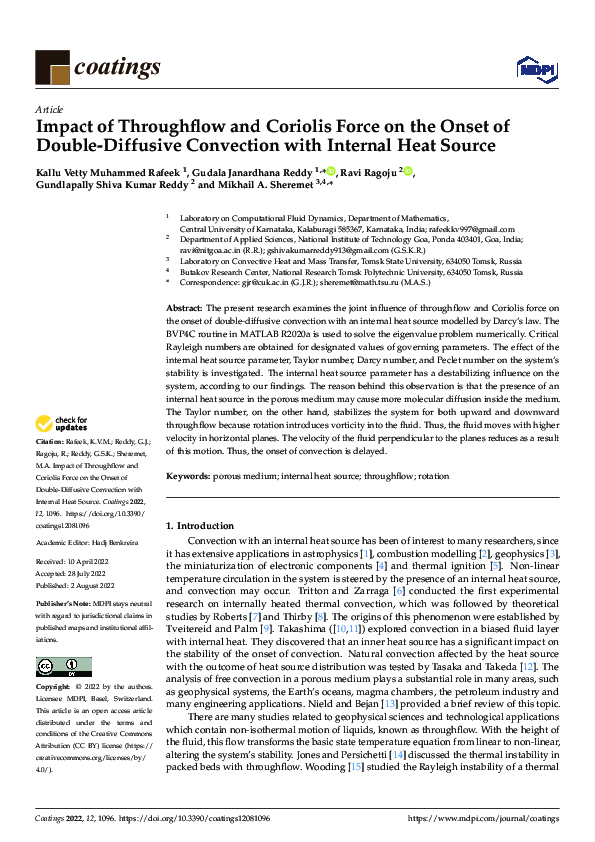 (PDF) Impact of Throughflow and Coriolis Force on the Onset of Double ...