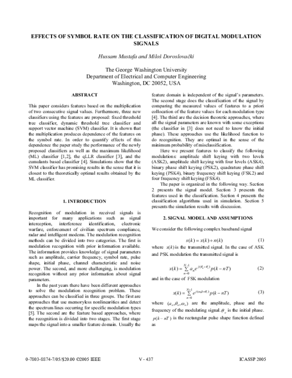 (PDF) Effects of Symbol Rate on the Classification of Digital ...