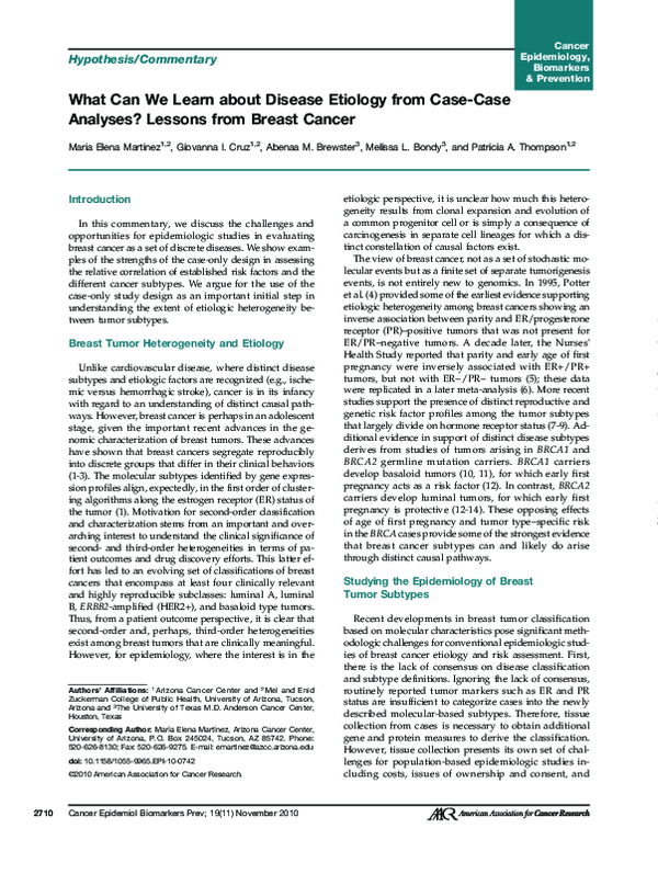 (PDF) What Can We Learn about Disease Etiology from Case-Case Analyses ...