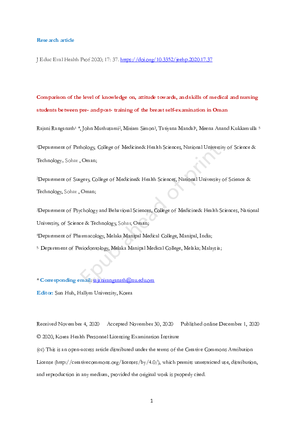 (PDF) Comparison of the level of knowledge on, attitude towards, and ...