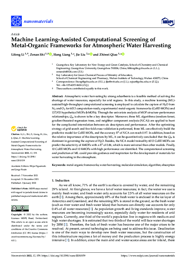 (PDF) Machine Learning-Assisted Computational Screening of Metal ...