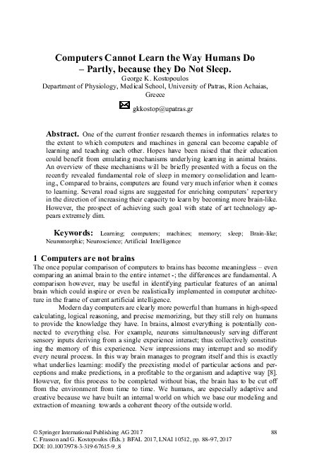 (PDF) Computers Cannot Learn the Way Humans Do – Partly, Because They ...