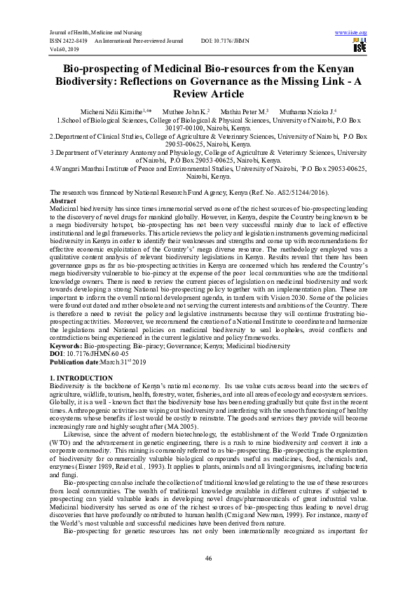 (PDF) Bio-prospecting of Medicinal Bio-resources from the Kenyan ...