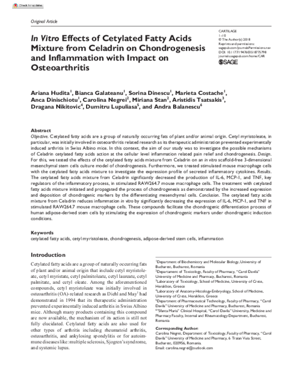 (PDF) In Vitro Effects of Cetylated Fatty Acids Mixture from Celadrin