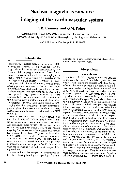(PDF) Nuclear magnetic resonance imaging of the cardiovascular system