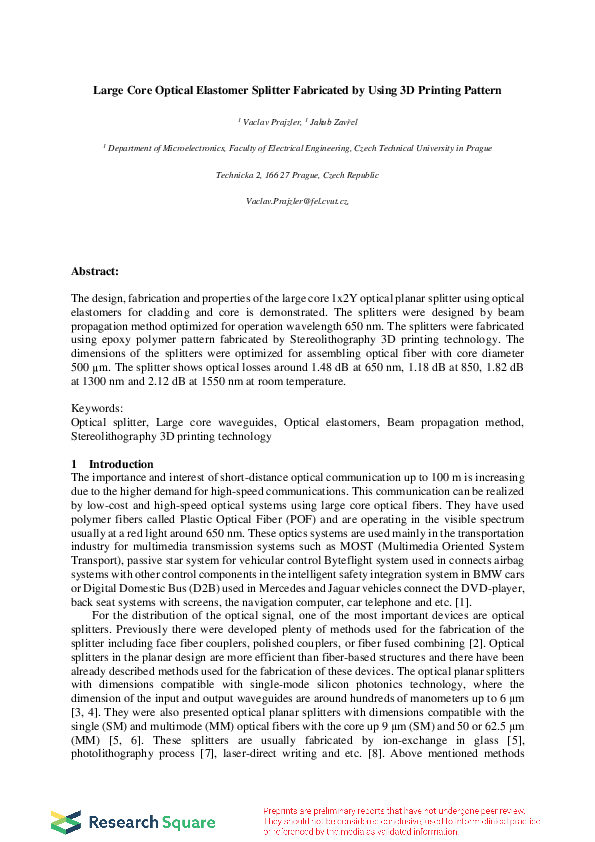 (PDF) Large core optical elastomer splitter fabricated by using 3D ...