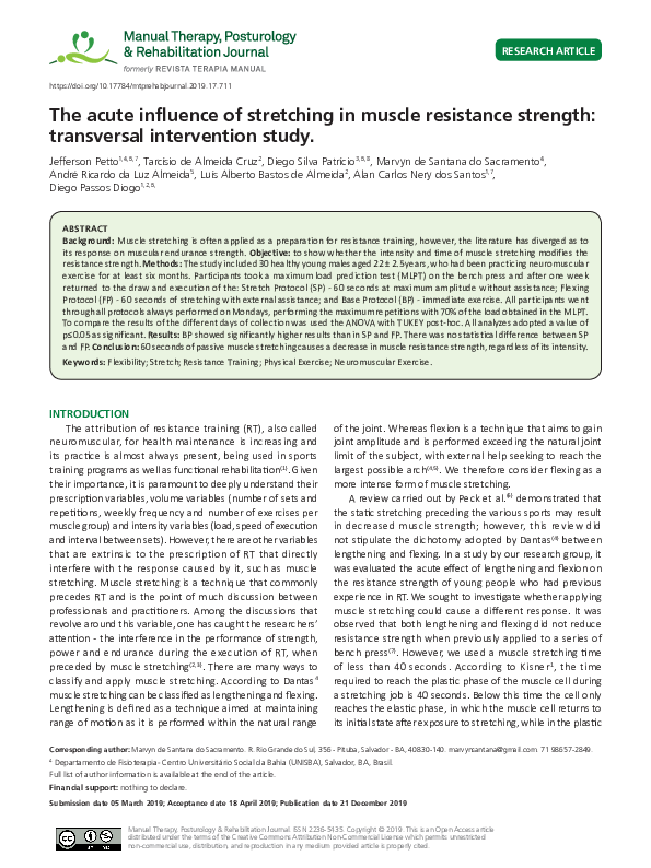 (PDF) The acute influence of stretching in muscle resistance strength ...