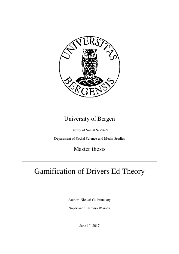 (PDF) Gamification of Drivers Ed Theory Gamification of Drivers Ed ...