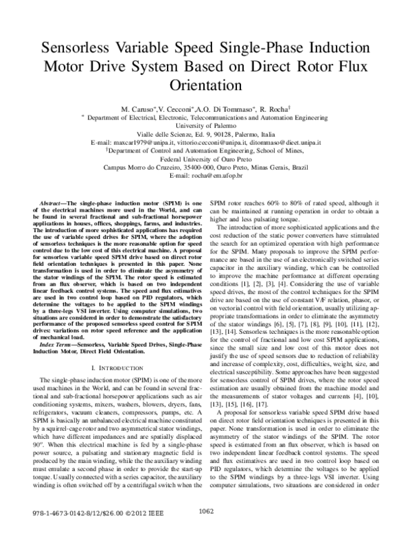 (PDF) Sensorless variable speed single-phase induction motor drive system