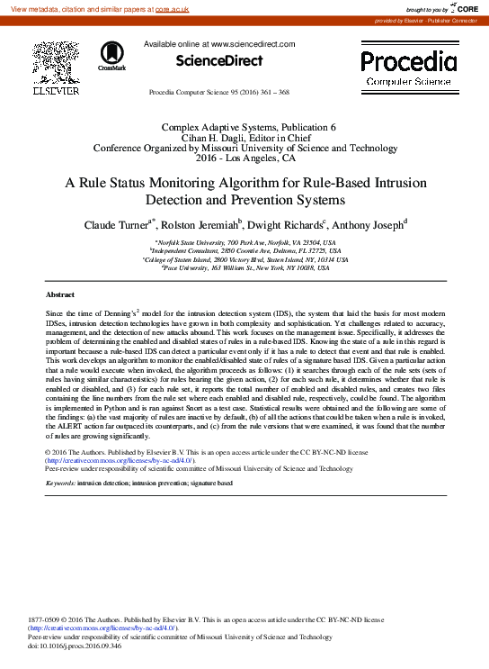 (PDF) A Rule Status Monitoring Algorithm for Rule-Based Intrusion ...
