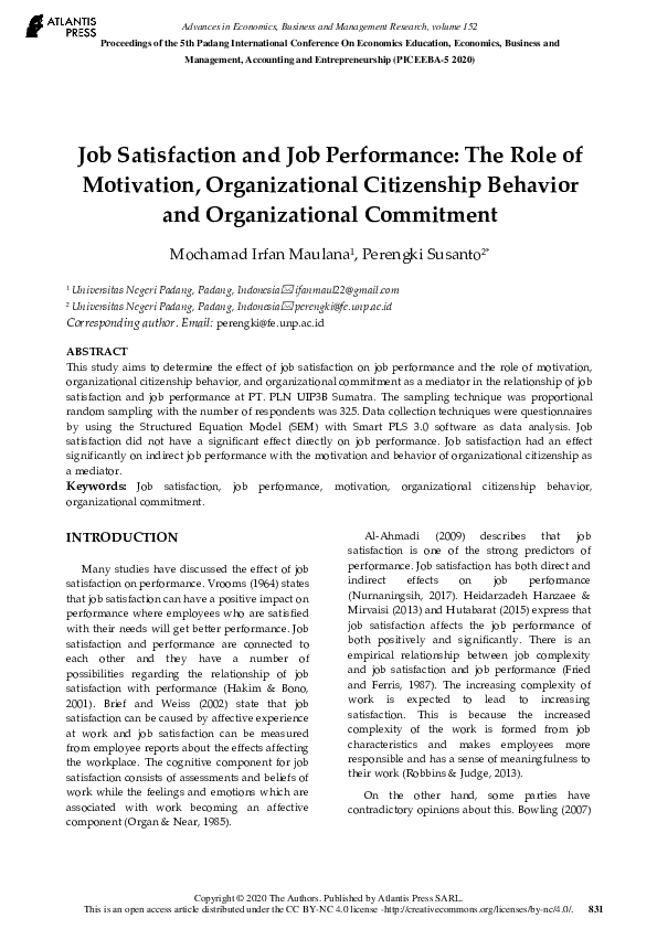 (PDF) Job Satisfaction and Job Performance: The Role of Motivation ...