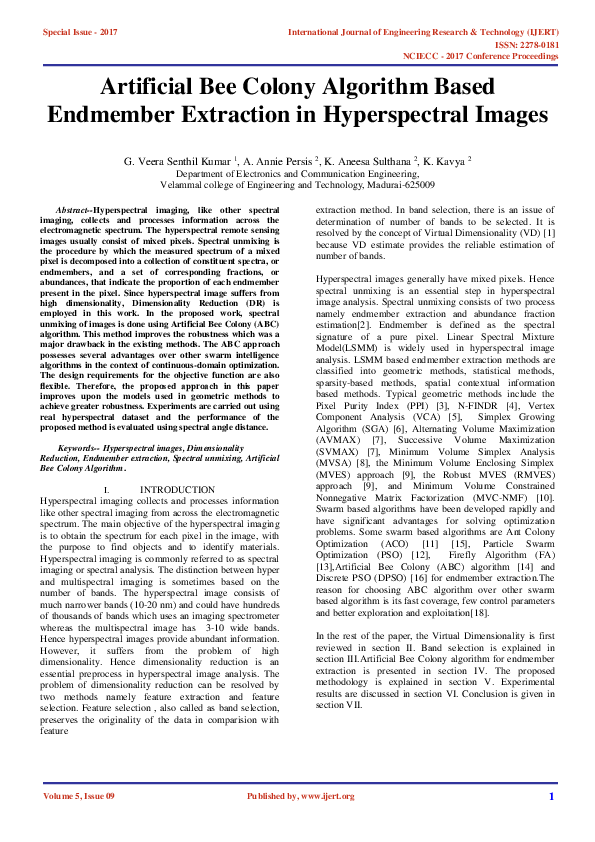 (PDF) Artificial Bee Colony Algorithm Based Endmember Extraction in ...