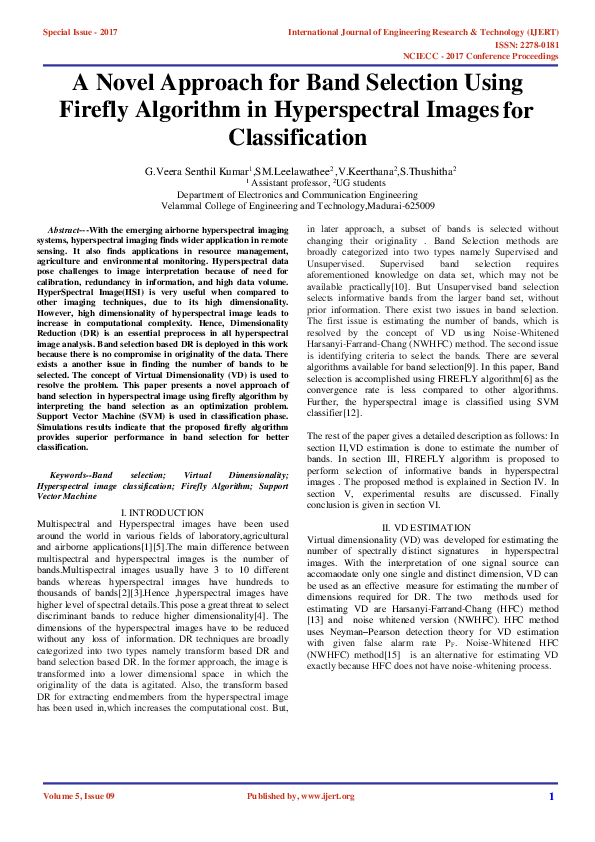 (PDF) A Novel Approach for Band Selection Using Firefly Algorithm in ...