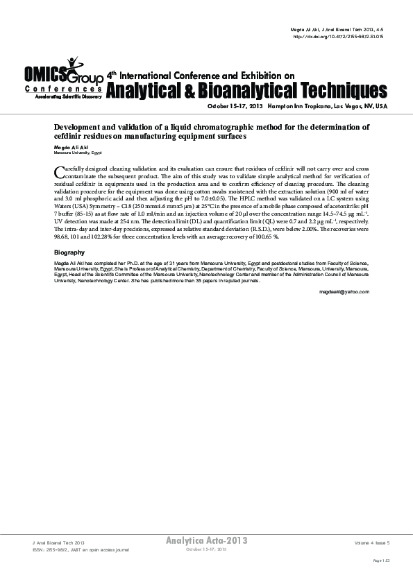 (PDF) Development and Validation of a Liquid Chromatographic Method for ...