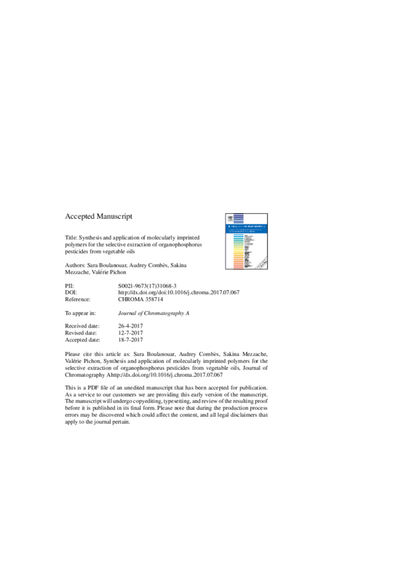 (PDF) Synthesis and Application of Molecularly Imprinted Polymer on ...