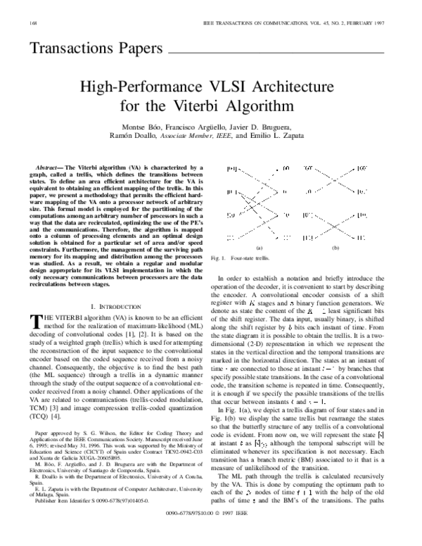 (PDF) High-performance VLSI architecture for the Viterbi algorithm