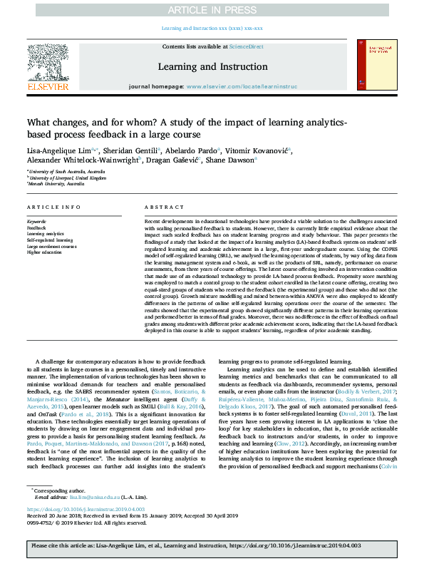 (PDF) What changes, and for whom? A study of the impact of learning ...