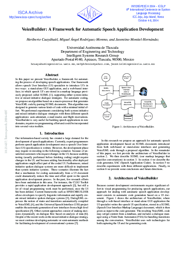(PDF) Voicebuilder: a framework for automatic speech application ...