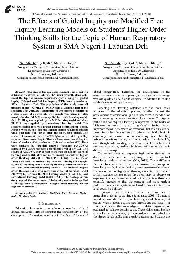 (PDF) The Effects of Guided Inquiry and Modified Free Inquiry Learning ...