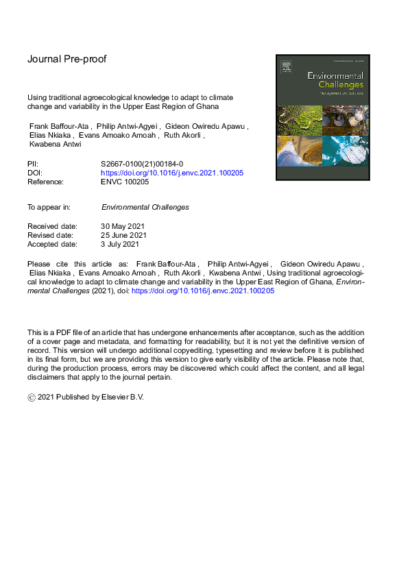 (PDF) Using traditional agroecological knowledge to adapt to climate ...