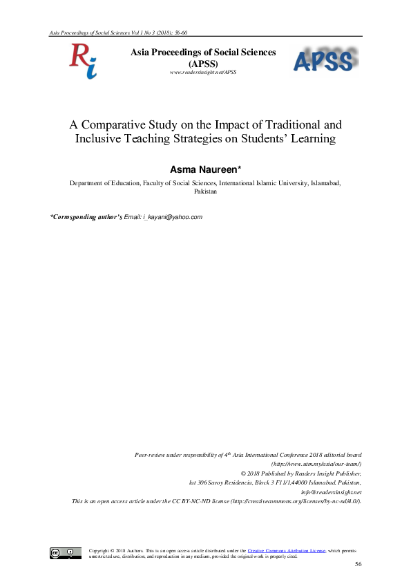 (PDF) A Comparative Study on the Impact of Traditional and Inclusive ...